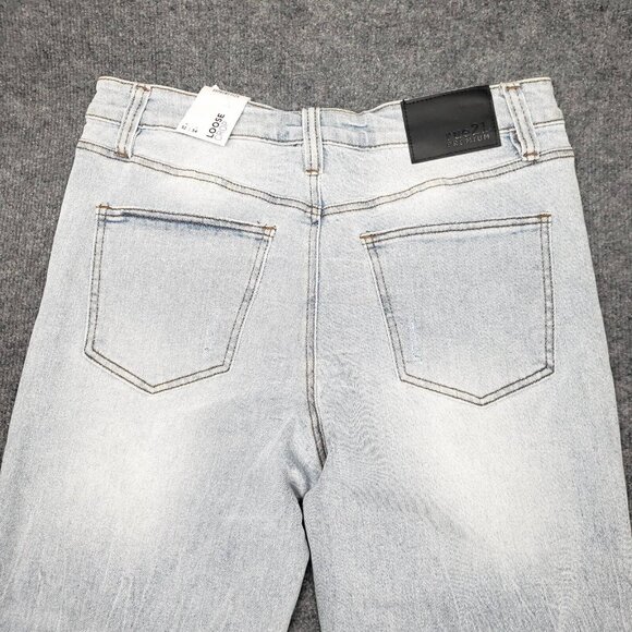 Rue21 Jeans Mens 32X34 Blue Denim Loose Crop Supreme Flex Distressed Stretch New - Picture 3 of 12